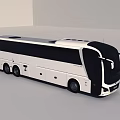 Modern White and Black Coach Bus with Streamlined Body and Large Windows Design 3d model