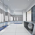 Modern Clothing Store With Glass Entrance Stylish Interior And Moon Decoration