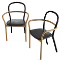 Modern Minimalist Single Chair Design With Wooden Frame Black Metal Legs And Leather Seat