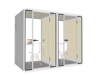 Cozy Casual Area Featuring Glass Partitions Desk Chair And Laptop Workspace 3d model