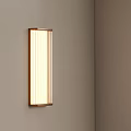 Modern Slim Rectangular Wall Lamp With Wooden Frame And Soft Warm Light