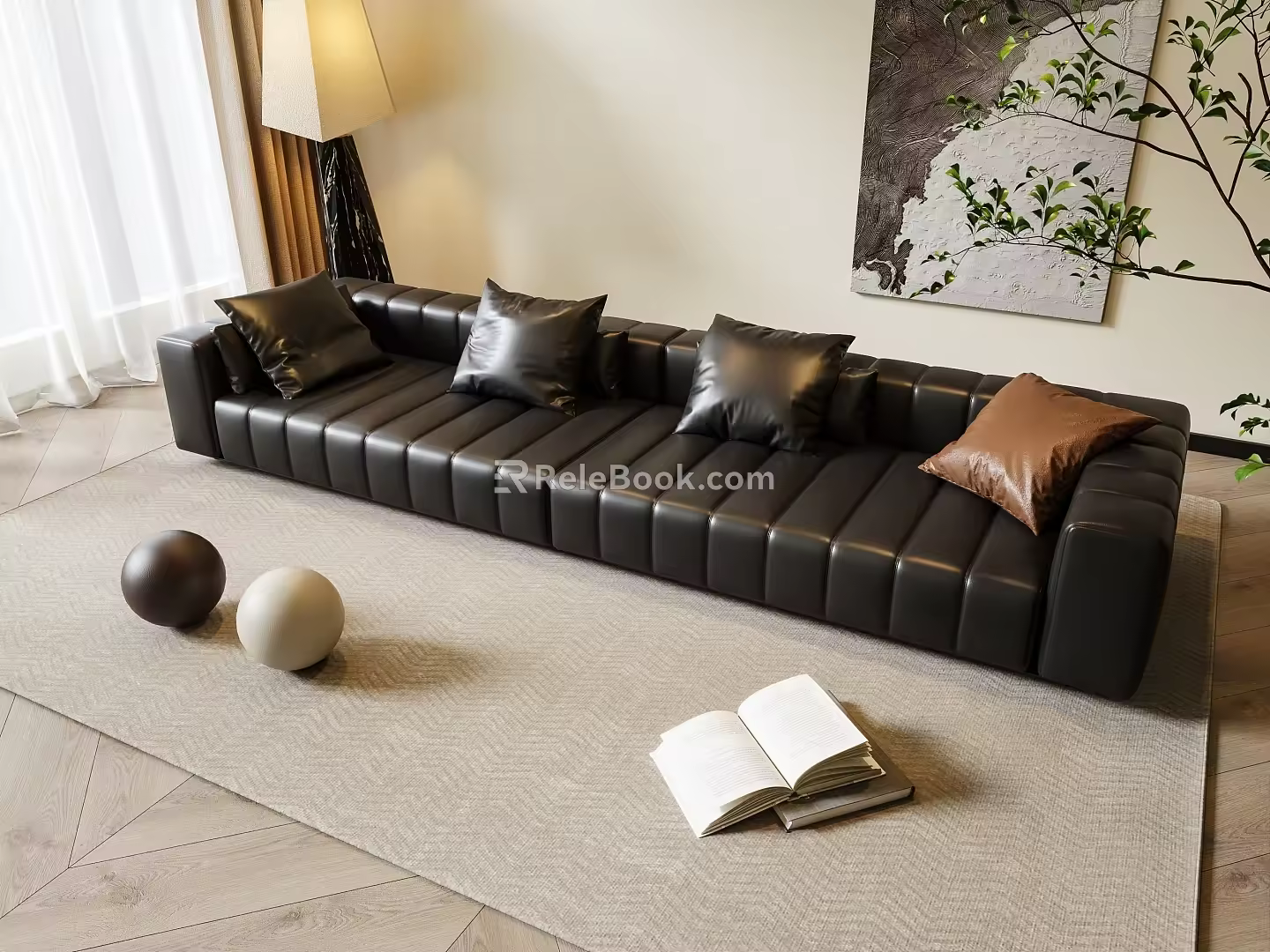 Modern multi-person sofa picture floor lamp 3d model