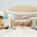 Bright Spacious Hospital Outpatient Clinic Waiting Area With Seating Digital Display And Decorative Plants