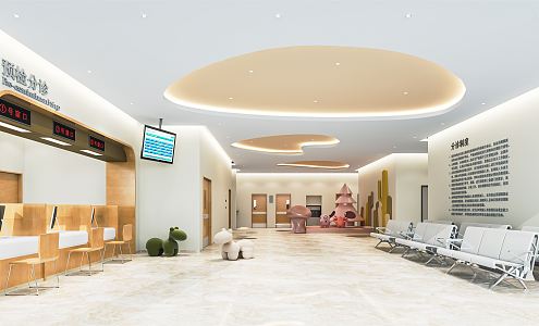 Modern Hospital Hall Outpatient Hall Hospital Registration Office Registration Hall Triage Desk Medical Guide Desk 3d model