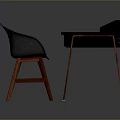 Dark Colored Desk With Gray Chair And Wooden Legs Home Office Furniture