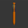 Vibrant Orange Multi Color Ballpoint Pen With Transparent Section And Top Buttons