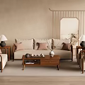 Quiet New Chinese Sofa Tea Table 3d model