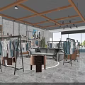 SUPLIM Modern Clothing Store With Glass Facade Displayed Clothes And Interior Layout