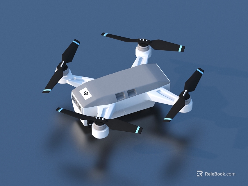 Household White Drone With Four Black Propellers And Sleek Compact Body Design 3d model 