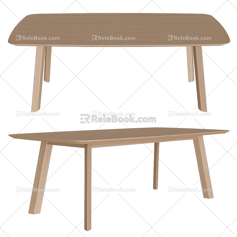 Prostoria Modern Nordic Style Log Solid Wood Dining Table Long Dining Table Japanese Style Dining Table 3d model