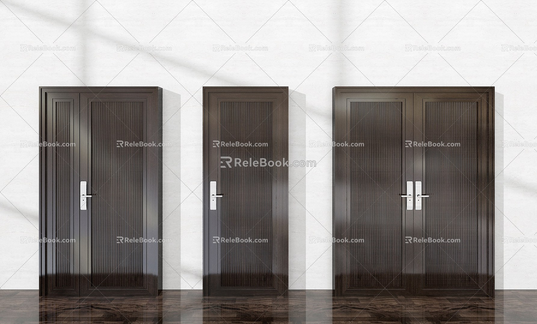 Modern double door wooden door 3d model