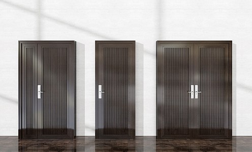 Modern double door wooden door 3d model