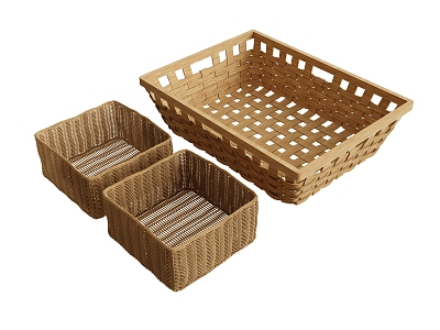 Ornaments combination bamboo basket bamboo basket bread basket 3d model