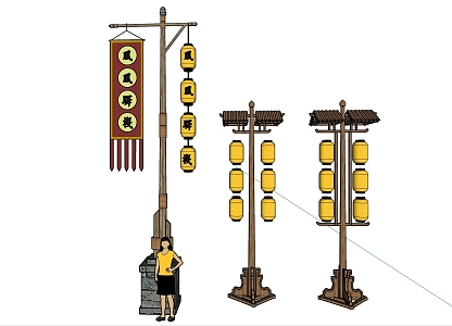 Light stand, light stand, street lamp cloth, signboard 3d model