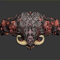 Red Horned Demon Character With Muscular Build Black Fur And Sharp Claws