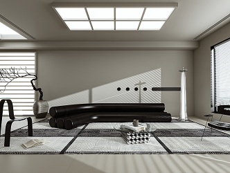 Minimalist Living Room Sofa Coffee Table Decorative Ornaments 3d model