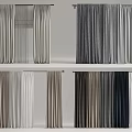 Stylish Modern Curtains With Light Dark Gray Beige Gradient Colors Sheer And Solid Panels 3d model