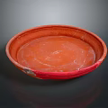 Orange Ceramic Bowl With Red Rim And Glossy Surface For Daily Use