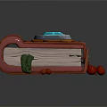 Decorative Open Book Model with Blue Water Pool Fruit Slices Red Berries and Green Leaves