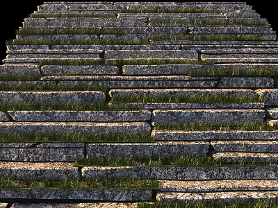Road Facilities Featuring Stone Steps With Grass Growing Between Slabs 3d model