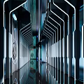 Modern KTV Corridor With Futuristic Design Neon Lighting And Mirrored Floors