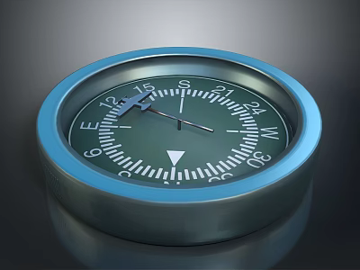 Modern Round Clock As Daily Life Essential With Blue Rim Green Dial And Metal Frame 3d model