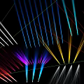 Vibrant Colorful Light Beams With Geometric Lines On Black Abstract Background