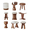 Various Modern Wooden Stools With Unique Designs And Upholstered Padded Seats