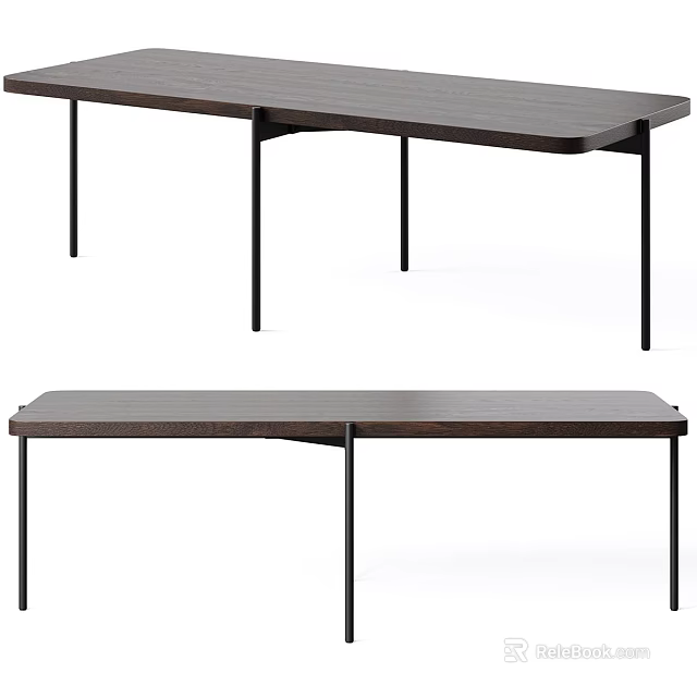 Modern Extendable Functional Desk With Wooden Surface And Metal Frame For Home Office 3d model