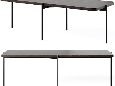 Modern Extendable Functional Desk With Wooden Surface And Metal Frame For Home Office 3d model