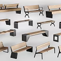 Various Modern Outdoor Landscape Benches With Wooden Seats And Metal Frames Designs