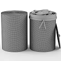Gray Woven Storage Baskets With White Lid And Clothes For Home Organization