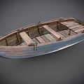 Classic Wooden Boat With Open Hull Wooden Slat Seats And Metal Edges