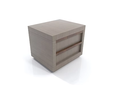 Modern Wooden Bedside Table With Light Gray Finish And Drawer Design 3d model