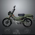 Classic Green Honda Motorcycle With Blue Seat And Rear Luggage Rack
