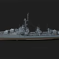 Military Warship With Deck Weapon Systems Radar Antenna And Bridge Structure