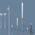Various Modern Outdoor Lights With Different Heights And Designs For Illumination