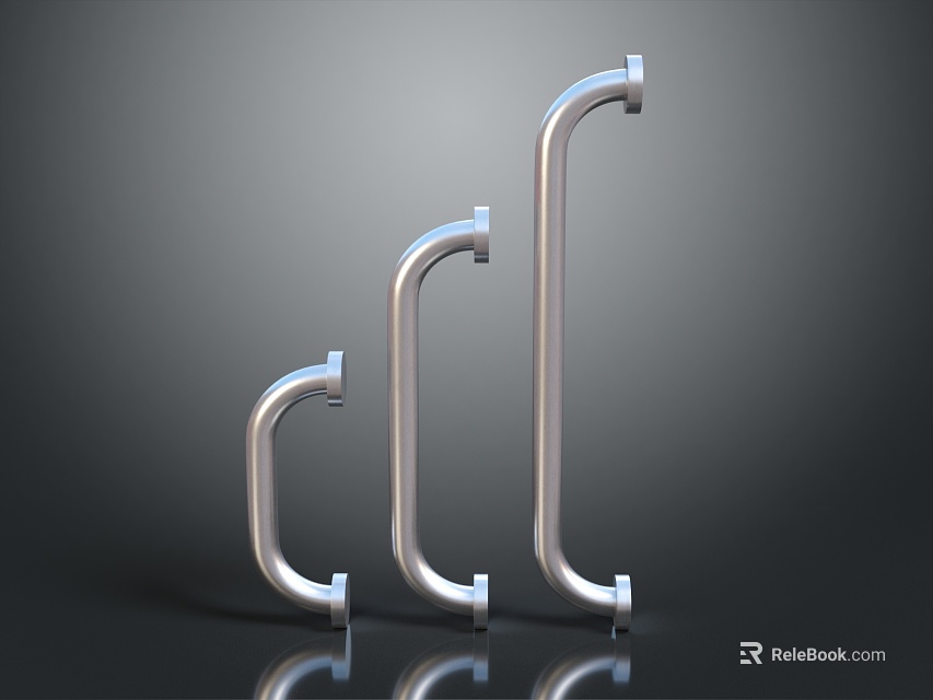 Modern Polished Stainless Steel Cabinet Handles With Sleek Design And Three Different Sizes 3d model 