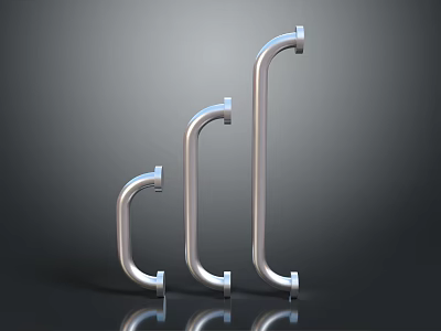 Modern Polished Stainless Steel Cabinet Handles With Sleek Design And Three Different Sizes 3d model