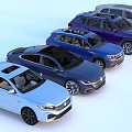 Different Car Models with Sedans and SUVs in Various Colors Displayed 3d model
