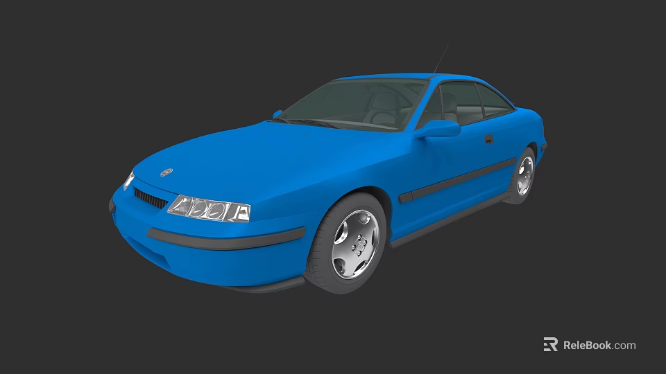 Blue Two Door Sports Car With Sleek Exterior And Silver Alloy Wheels 3d model 