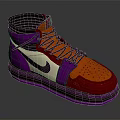 Stylish High Top Sneakers With Purple Red Orange Beige Design And Orange Laces Purple Sole