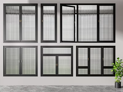 Modern Black Frame Casement Windows With Screens Various Styles For Home Design 3d model