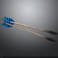 Traditional Arrow Weapons With Blue Fletching Copper Shafts And Black Arrowheads