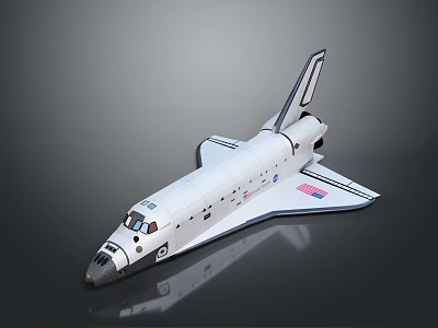 White Space Shuttle Model With American Flag And Detailed Exterior Design 3d model