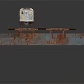 White Model Train On Elevated Railway Track With Metal Supports And Dark Background