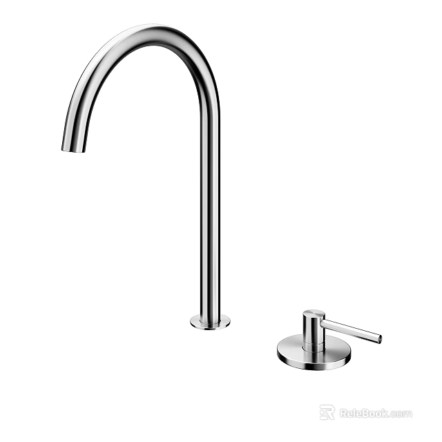 Modern Chrome Kitchen Faucet With Curved Spout And Single Handle Design 3d model 