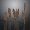 Decorative Wooden Scene Components With Irregular Shapes And Textured Surfaces