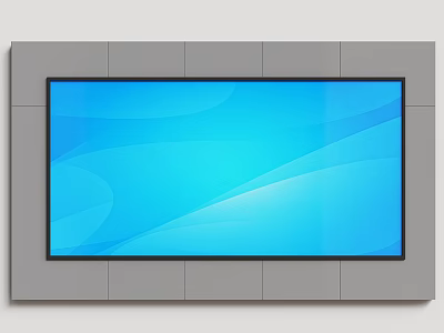 Modern Wall Mounted TV with Blue Screen and Gray Frame Design 3d model