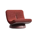 Modern Stylish Red and Brown Lounge Chair With Cushioned Seat and Ottoman